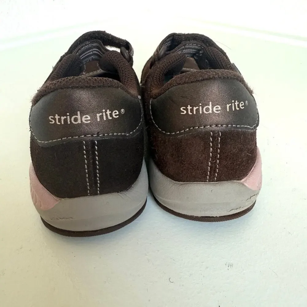 Stride Rite Anita‎ Brown Suede Mary Jane Sneakers Girls Size 11.5M Leather Upper